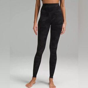 Lululemon Sz 6 High Rise Align Ankle Camouflage Leggings Black Gray 30” Inseam